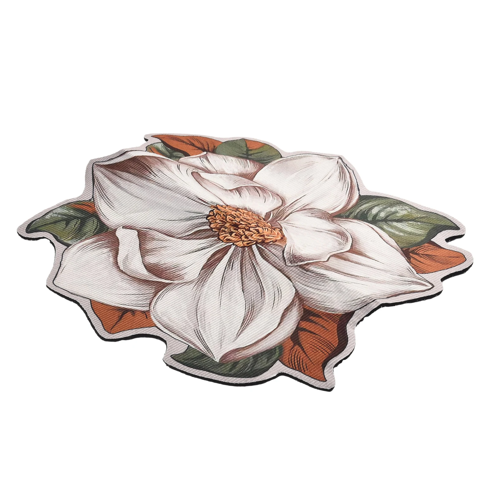 Lotus Pattern Floor Mat for Bathroom Kitchen Bedroom Non Slip Rubber Backing Water Absorbent Velvet Floor Rug for Home