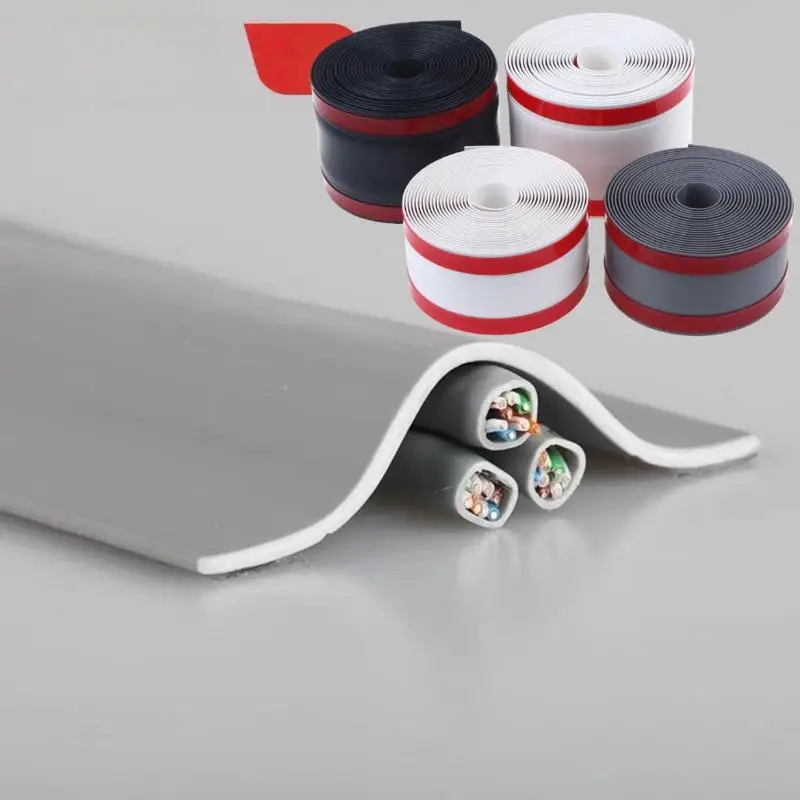 1 قطعة 1/3 متر بولي كلوريد الفينيل ذاتية اللصق سلك حماية قطاع غطاء كابل حامي ارتداء مقاومة الجدار والأرضية منظم للأسلاك #3