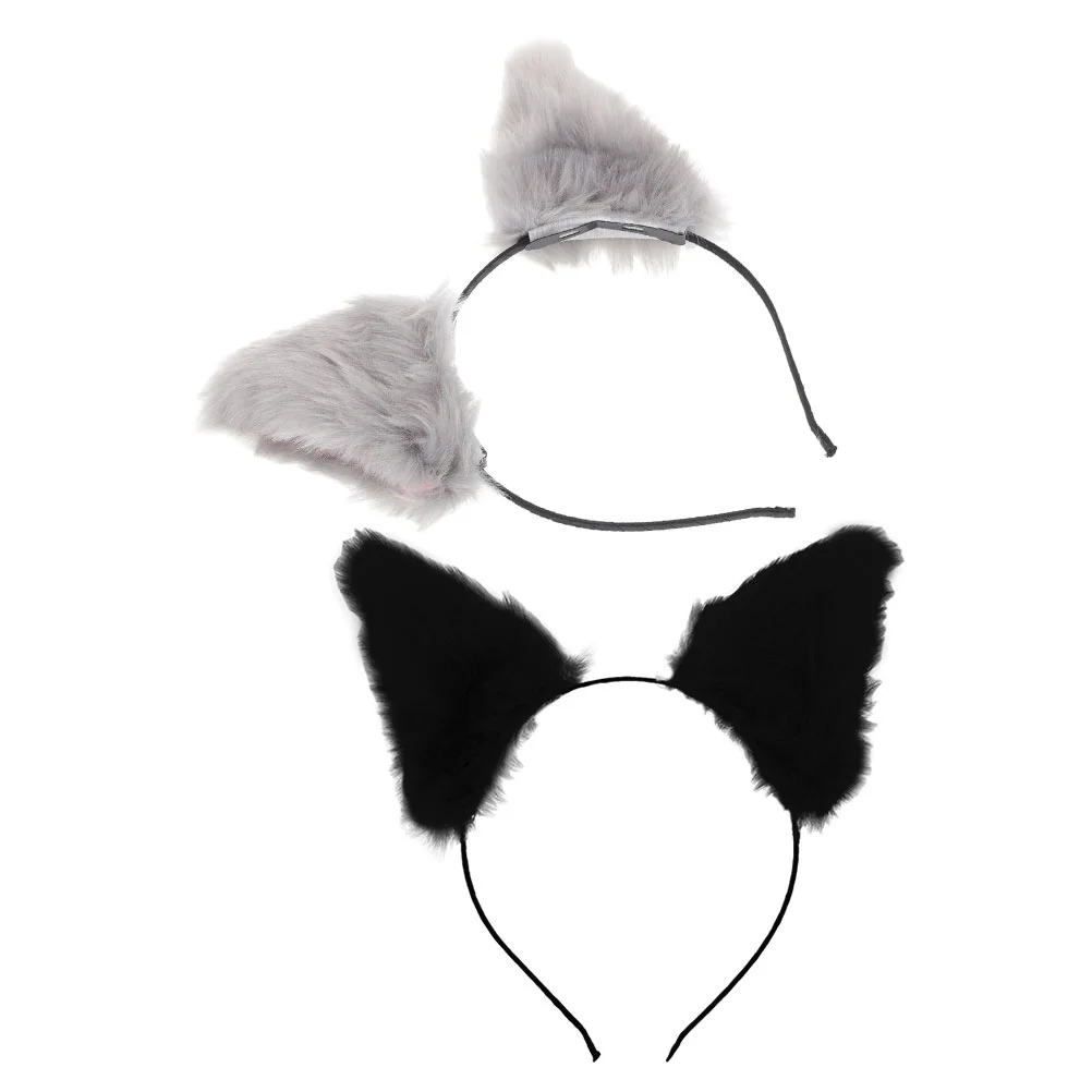 2 pezzi di peluche orecchio di gatto fascia pelosa orecchie di Halloween fascia per capelli morbida donna ragazza costume accessorio per feste orecchie di gattino