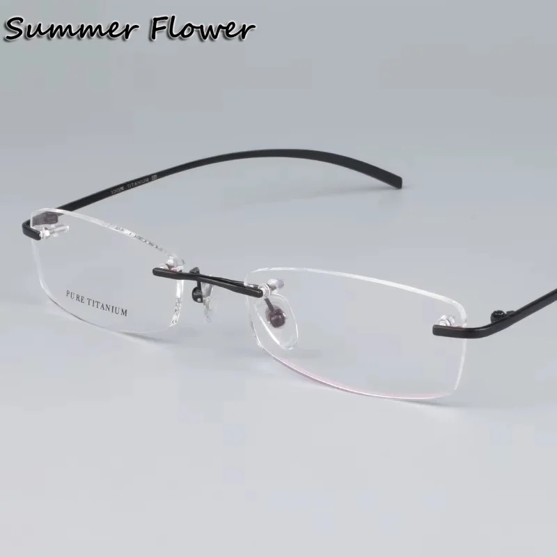 Man Optical Eyeglasses Pure Titanium Glasses Rimless for Lenses Female Ultra Light Frameless Gafas for Male Personalize Gafas