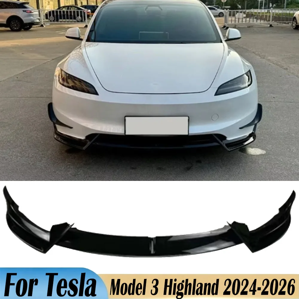 Car Front Bumper Spoiler Lips for Tesla Model 3 Highland 2024-2026 Lower Shovel Skirt Diffuser Splitter Board Auto Accessories