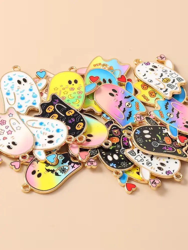 Tusember 20 Stück Geister-Anhänger, niedliche Kawaii-Halloween-Geister-Charms für Halsketten, Ohrringe, Armbänder, Halloween-Schmuckherstellung, Geschenke – Detail 2