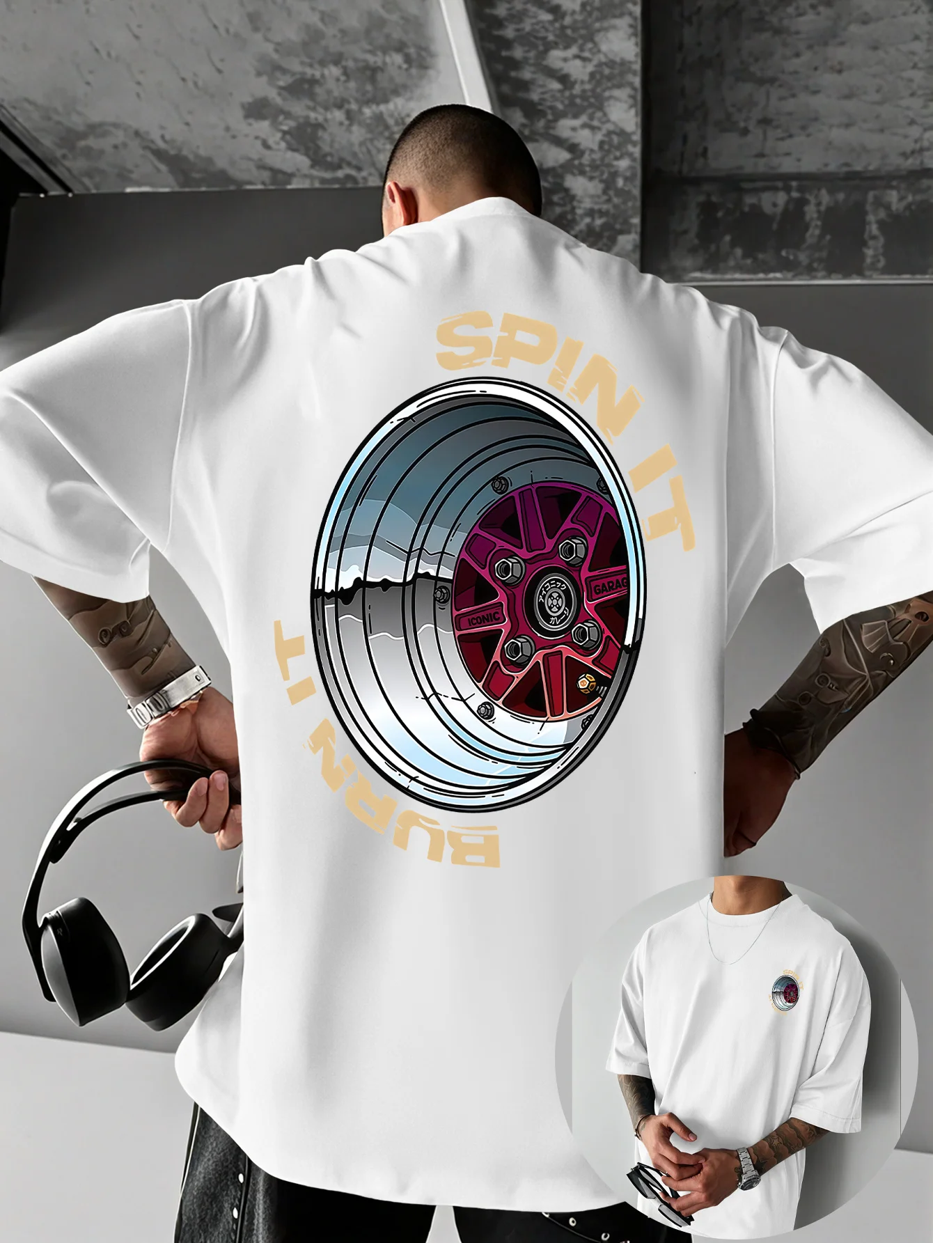 2026 Now Men Unisex Motorcycle Print T‑Shirt Modern Loose Breathable Sport Tee Big Back & Left Chest Print for Couple Streetwear