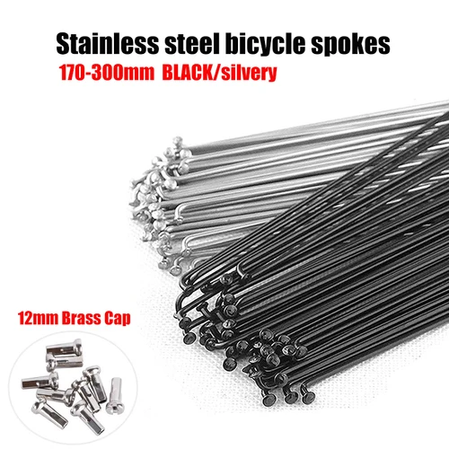 Radios de acero inoxidable para bicicleta de montaña y carretera, alta calidad, 36 piezas, 14G J, curva con pezones, Spokes170mm-300mm, BZN001