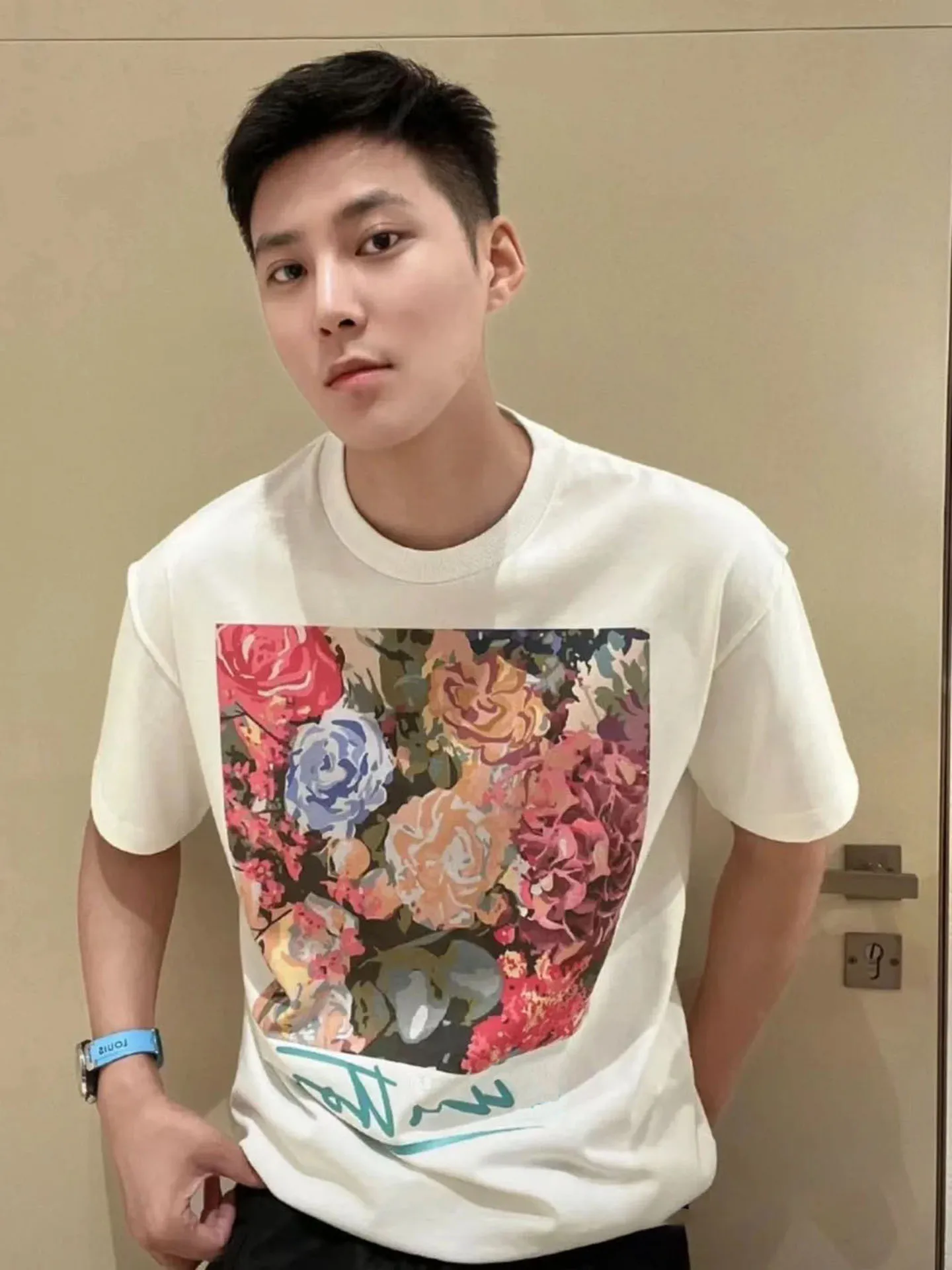 

Summer 2026 Trendy Brand Plant Floral Print f Sve ex Casual round Ne ort Sve T-irt Breathable Cotton