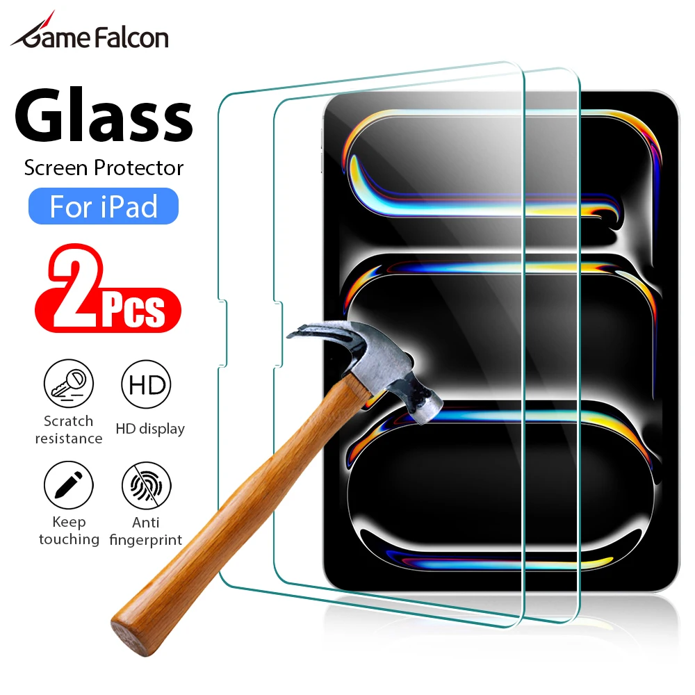 2Pcs Tempered Glass Screen Protector For iPad Air 11 M4 M3 M2 5 4 Pro 13 11th M5 12.9 Mini 6 7 10 9 9th 10th Generation A16 Film
