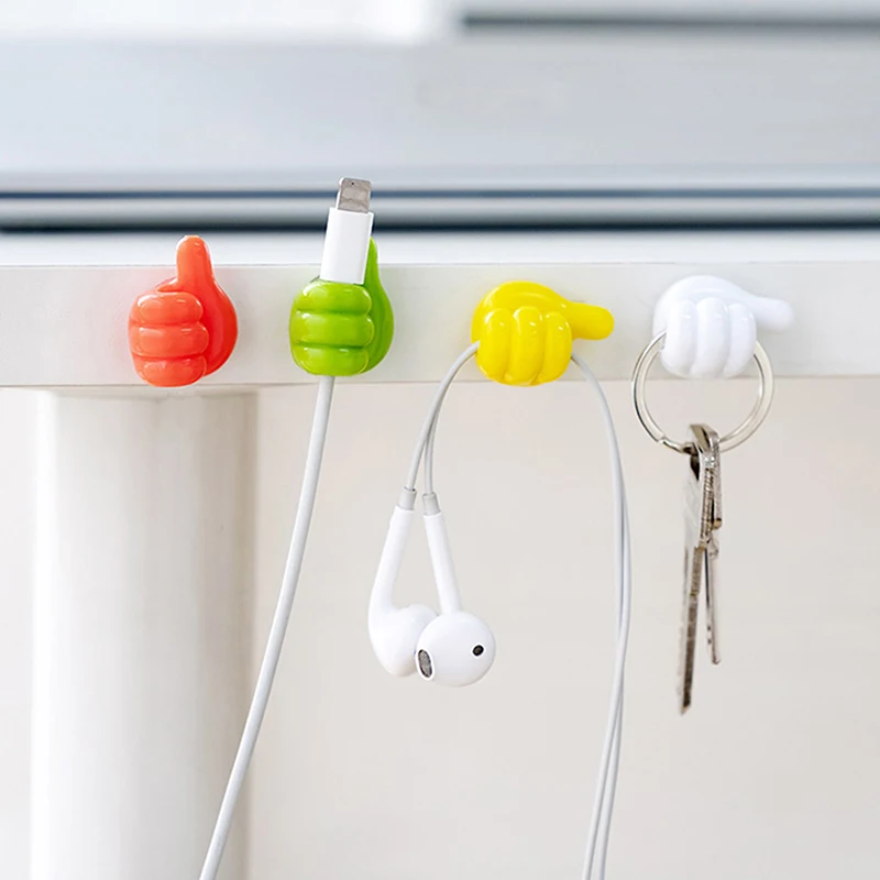 5/10/20Pcs Silicone Thumb Wall Hook Cable Clip Wire Desk Organizer Brush Storage Wall Sticker Gadgets Useful Things For Home