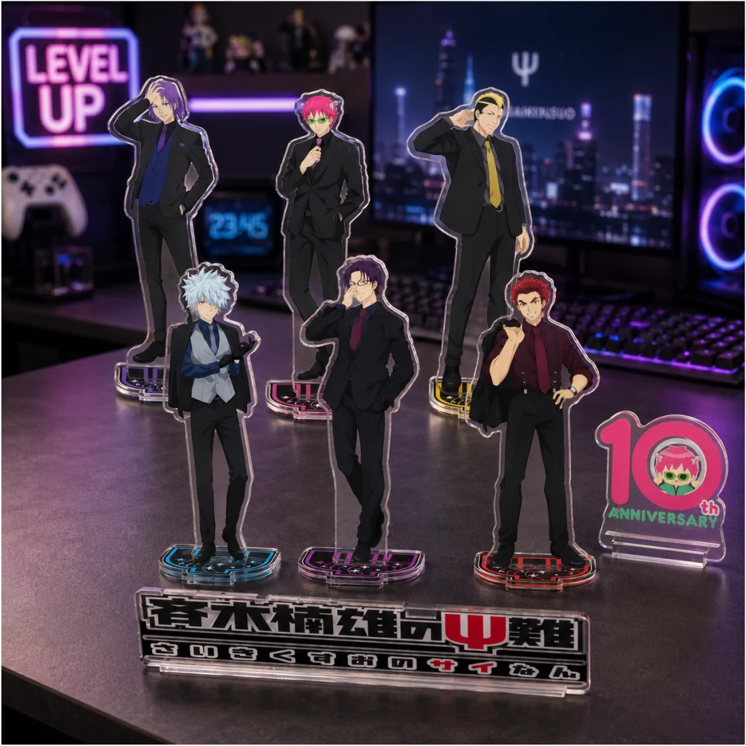 Anime The Disastrous Life of Saiki K. 0th Anniversary Suit Ver.Nendou Riki Acrylic Stand Keychain Figure Desktop Decor C0S Gift