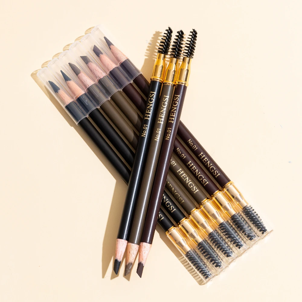 6 uds/3 uds HENGSI lápiz de cejas Natural mate duradero diseño de cepillo impermeable, a prueba de sudor, no se decolora maquillaje lápiz de cejas