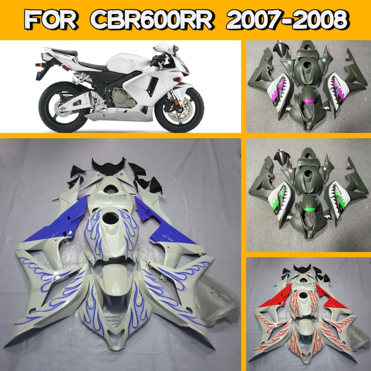 

For 2007 2008 Honda CBR 600RR Injection Molded Motorcycle Fairings Panel Kit 07 08 CBR600RR New Style Fairing Set