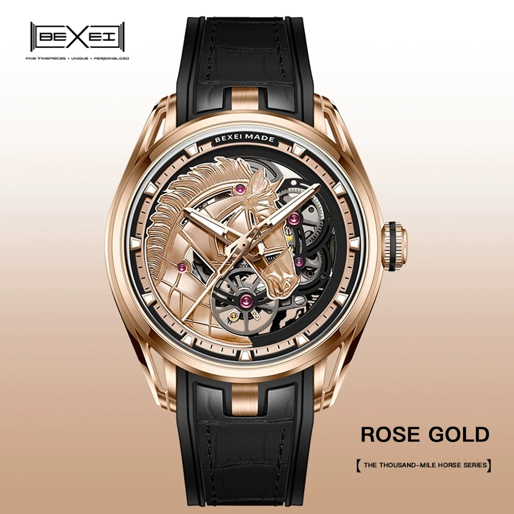 

BEXEI 9220 Excellent horse theme Automatic movement mechanical men's watch luminous waterproof business wrist watch news