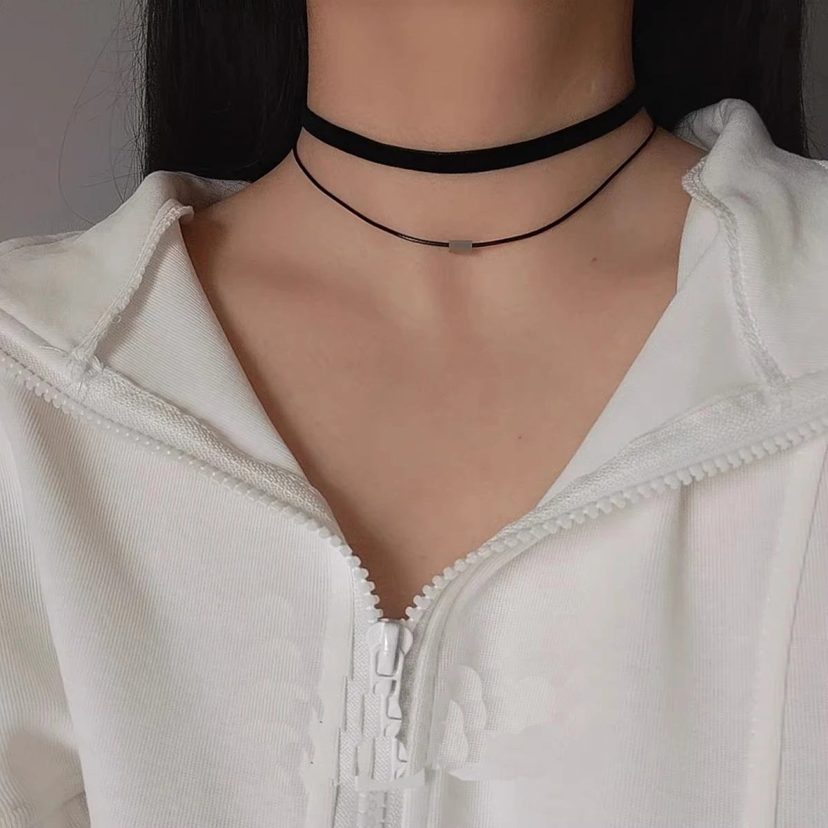 Double black velvet strap choker collar short collarbone chain choker Accessory Accessory Necklace for women