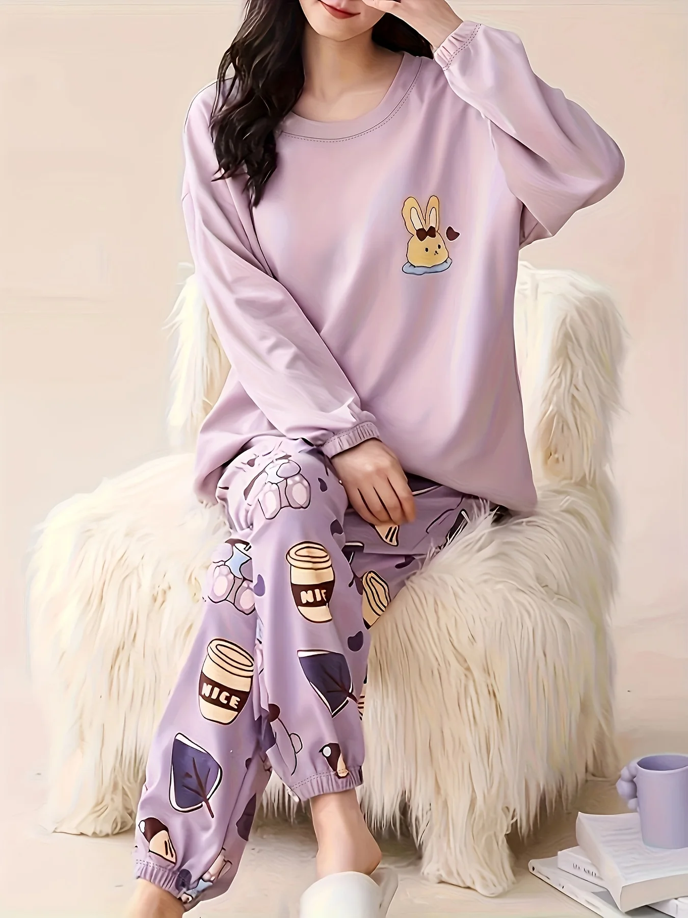 

High-Value New Women's Autumn & Winter Pajama Set - Simple, Casual Style, Sweet Loungewear