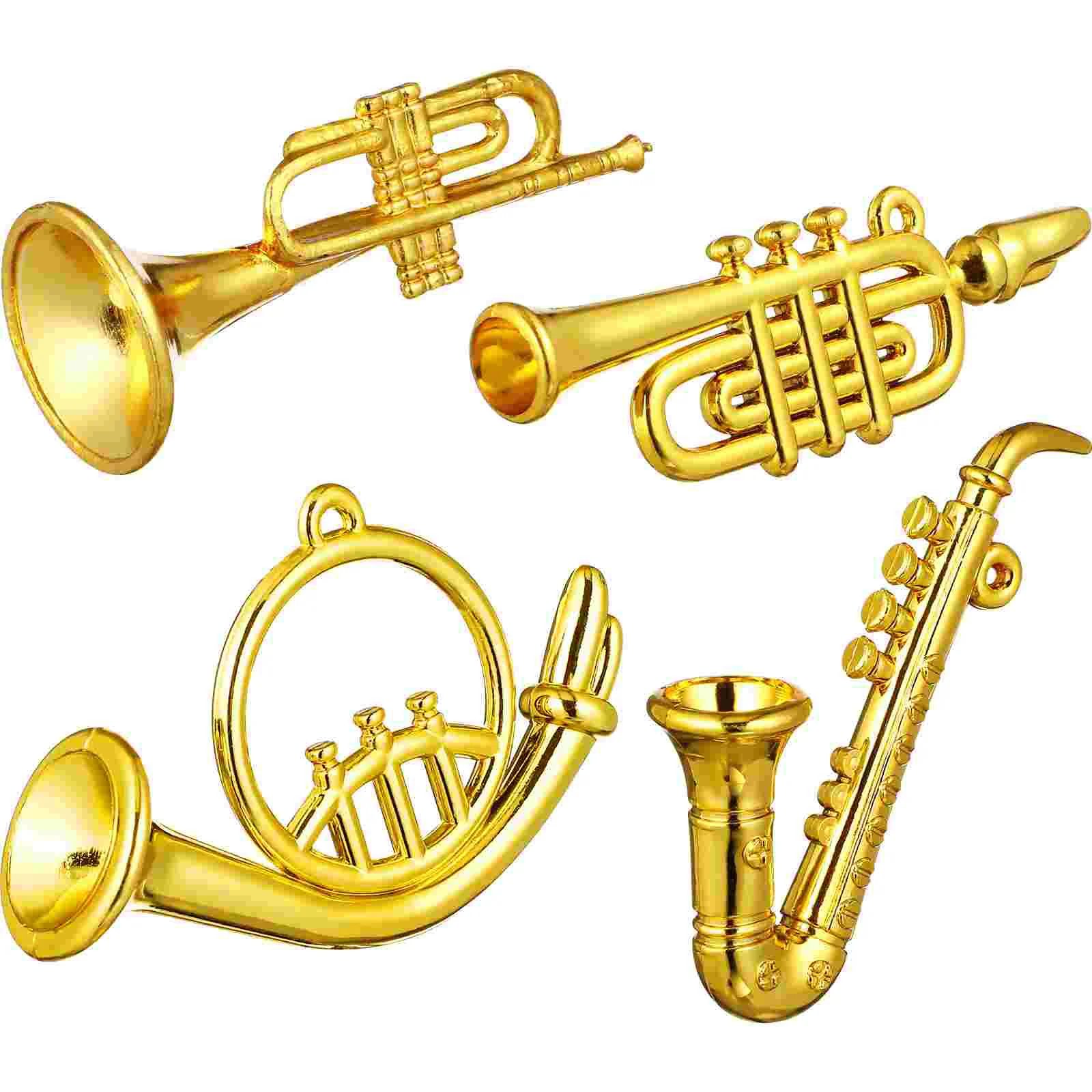 

4 Pcs Dollhouse Furniture Mini Musical Instrument Plastic Trumpet Toy Instruments for Kids Toys