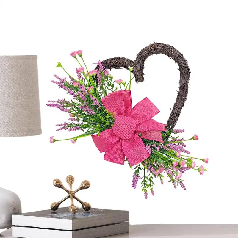 

Mother's Day Wreath Love Wreath Artificial Front Door Decor Heart Wreaths Small Flower Design Romantic Decoration Natural Vines