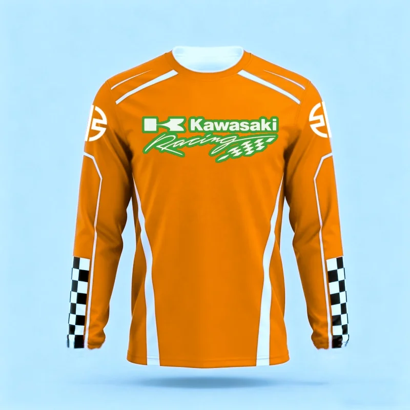 Велосипедная футболка Kawasaki с длинными рукавами, подходящая для горного внедорожного велосипедного верха, дышащая и быстросохнущая конструкция
