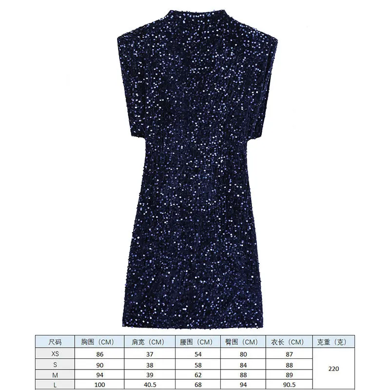 Ladies Winter Mini Dress Sleeveless Shoulder Pad Bead Decoration Black Belt Fashionable Evening Gown Female Style Clothing