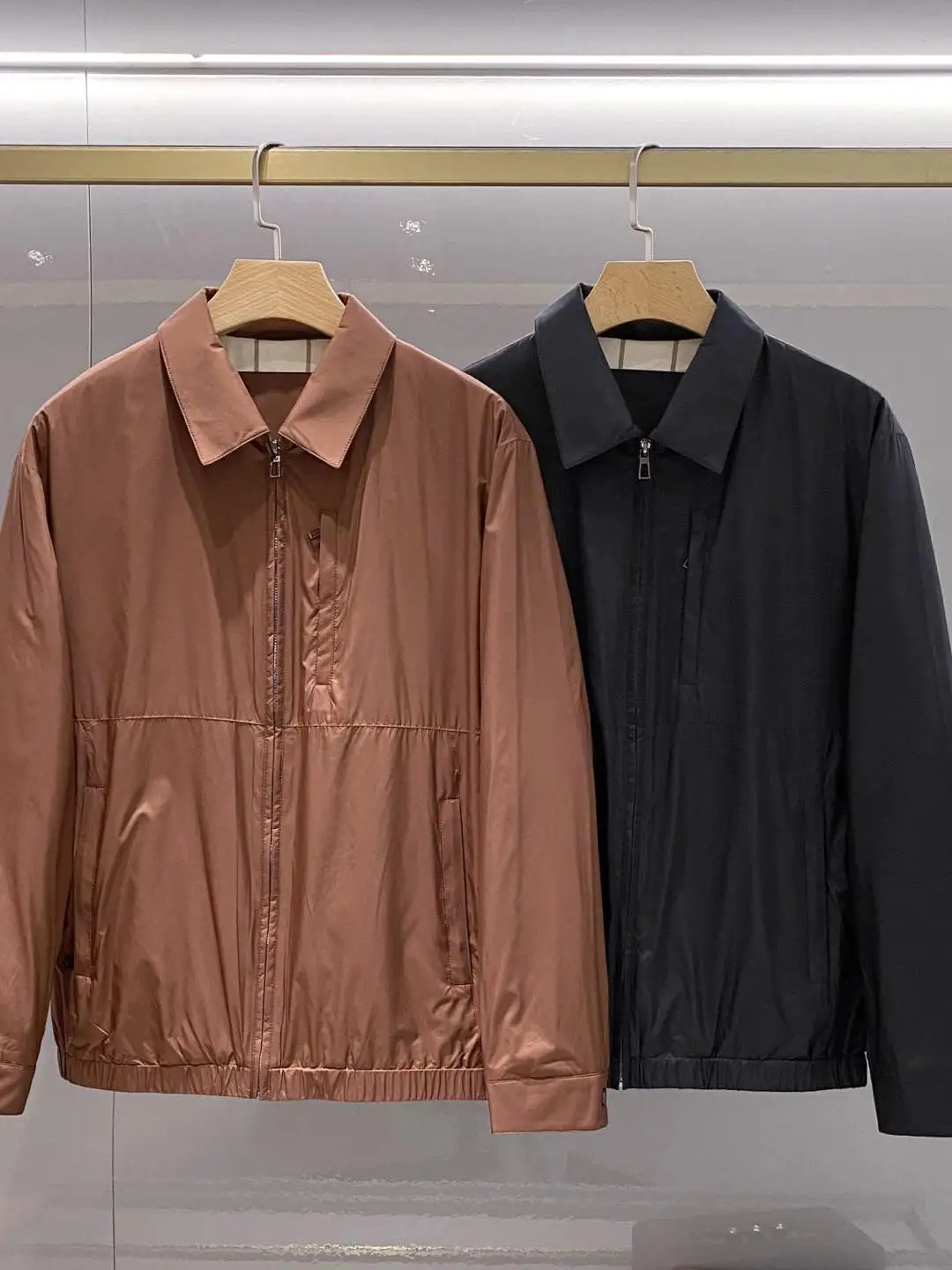 

Busin Casual Men's Cotton Jaet Stand Fit Long Sve Zipper Closure Warmth Lightweight Nylon Classic Sle