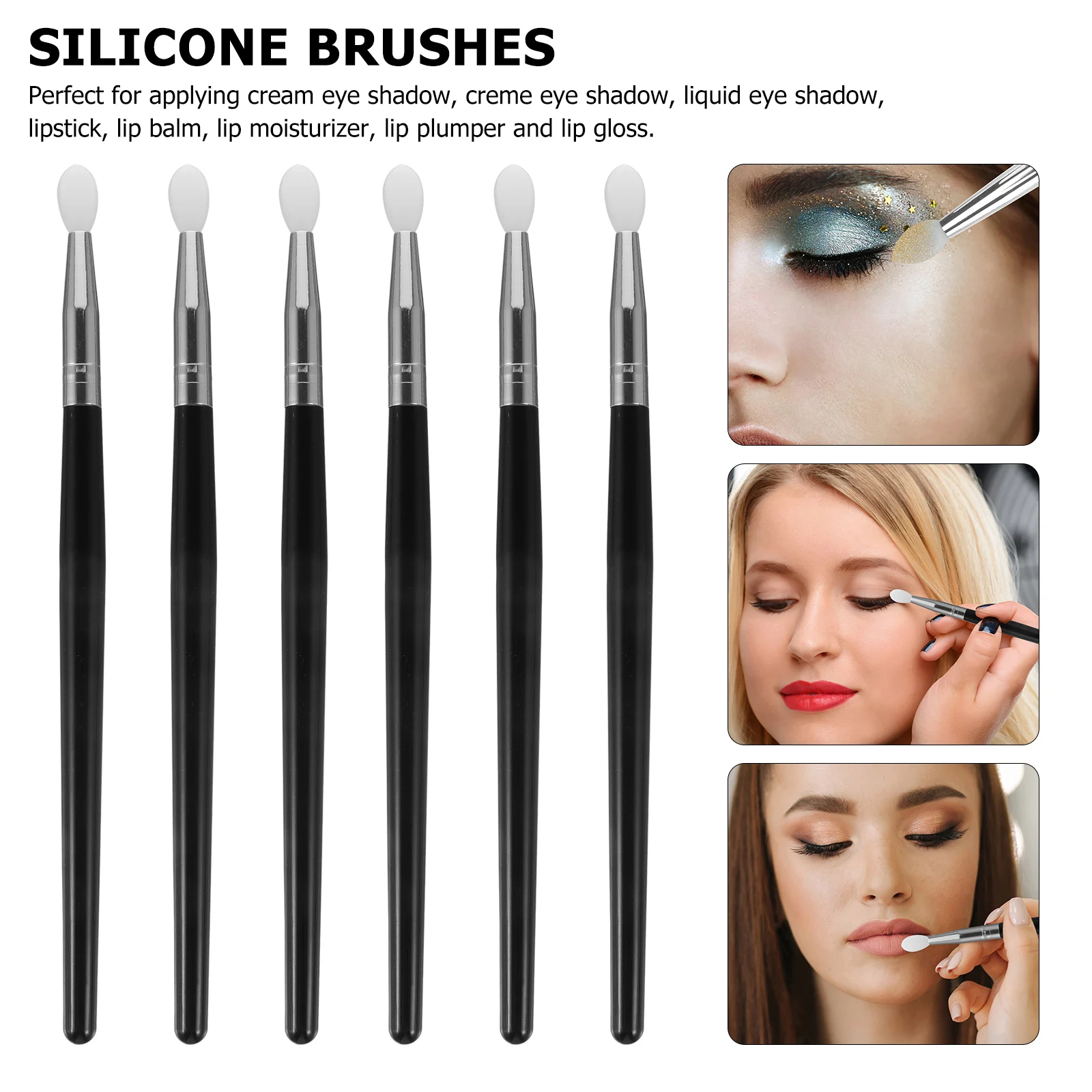 6 uds pinceles de maquillaje de silicona para sombra de ojos máscara de labios juego de herramientas cosméticas profesionales fácil de limpiar silicona reutilizable