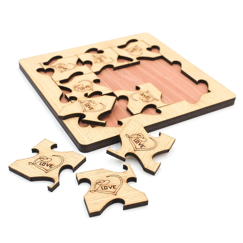 Gruelling Holzherz-Gehirnteaser, Verpackungs-Puzzles-Spiel für Erwachsene