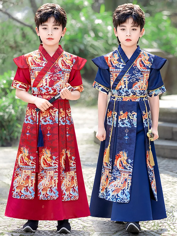 

Autumn Children's Hanfu Performance Clothes Boy's National Learning Costume Ancient Sle Boys' Faion Tang Suit 2025 New Lo...