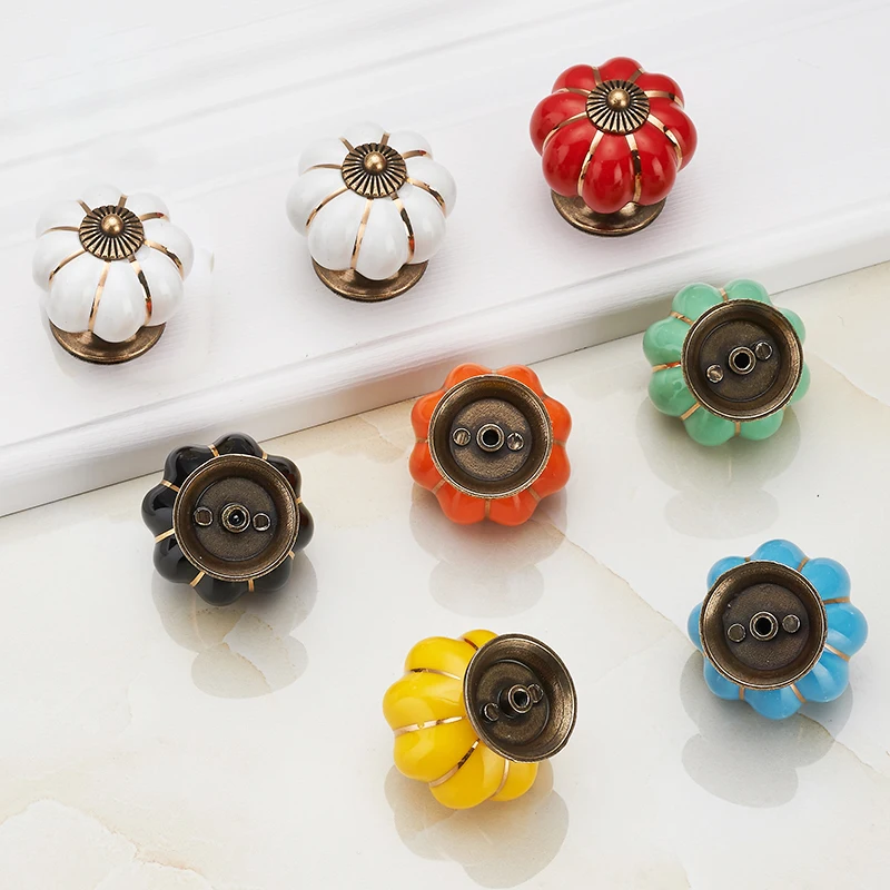 Ceramic Handles 40mm Drawer Knobs Cupboard Door Handles Single Hole Cabinet Handles with Screws Furniture Handles