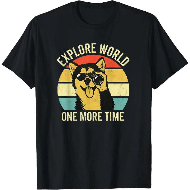Camiseta de manga corta con estampado de husky siberiano, camiseta corta vintage divertida de béisbol, camiseta retro con estampado de animales