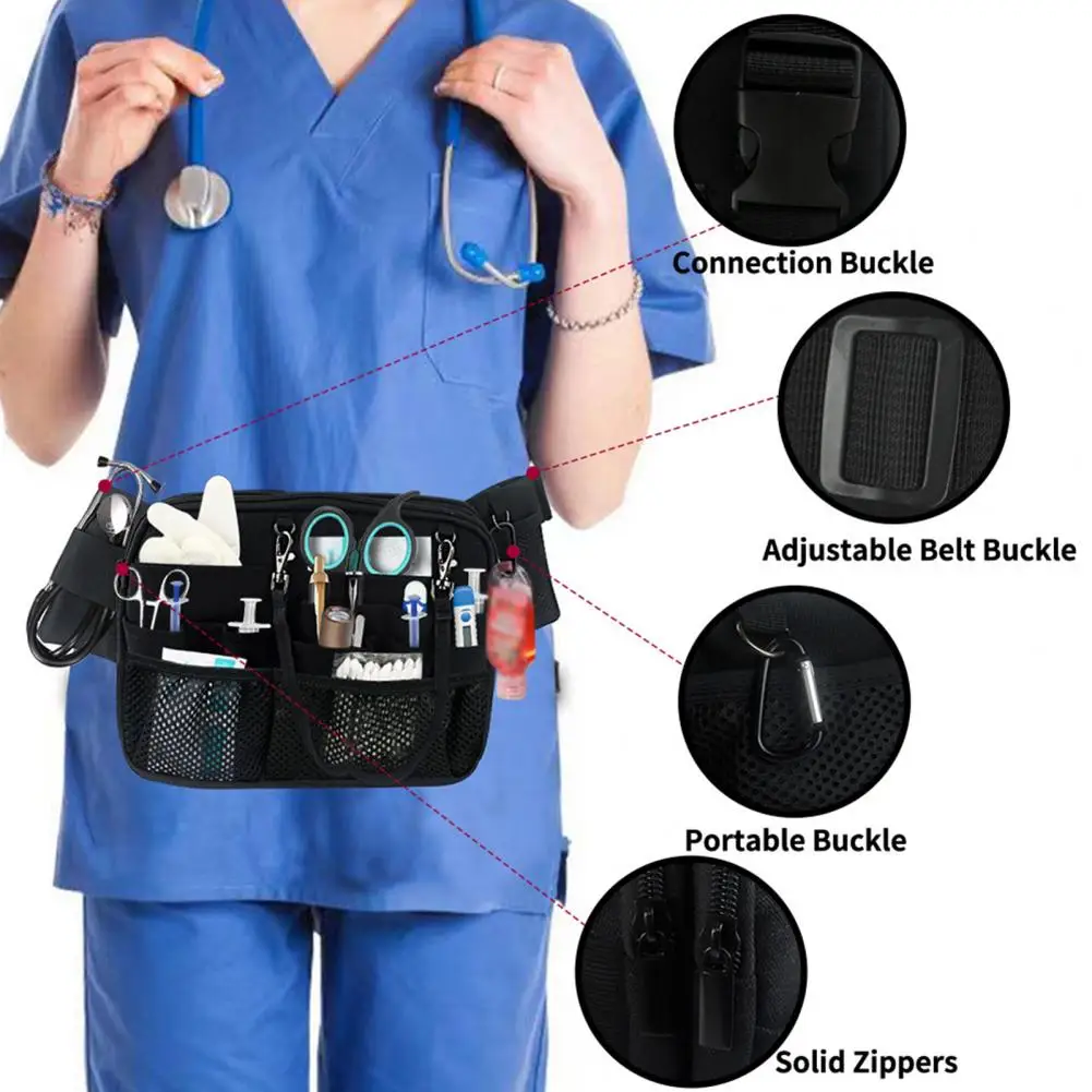 Waterproof Waistband Nurse Bag Nurse Fanny Pack Multi Pocket Waist Organizer Adjustable Strap Portable Belt for Hospital