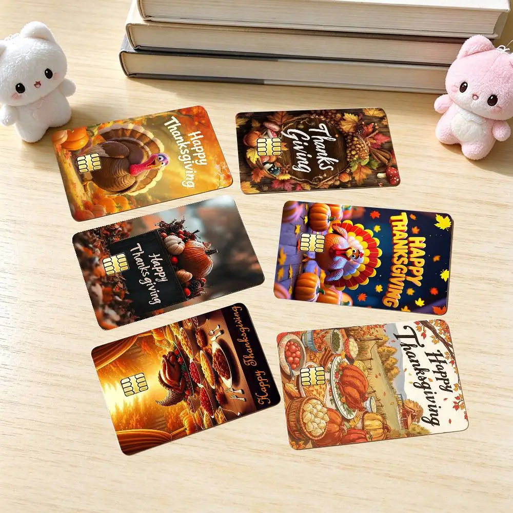 Thanksgiving Day Roast T-Turkey  Credit Card HD Stickers Small Chip Waterproof Sticker Game Card Decal Gift