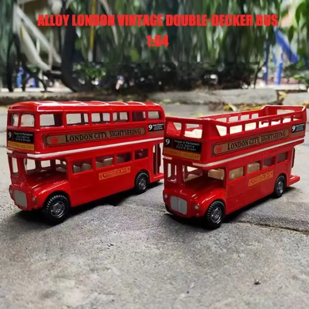 Neue 1:64 Doppeldecker Bus Modell Druckguss Legierung Vintage Britisch Europa Auto Modell Kinder Spielzeug Metall Pull Back Simulation Auto Spielzeug