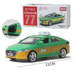 1/43 Hyundai ELANTRA Alloy Taxi Car Model Diecasts Metal Toy Vehicles Car Model Miniature Scale Simulation Collection Kids Gifts