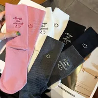 Smile Print Women Socks Summer Thin Girl Casual Cotton Socks Embroidery Letter Sok  Harajuku Funny Sock Female Daily Sox New