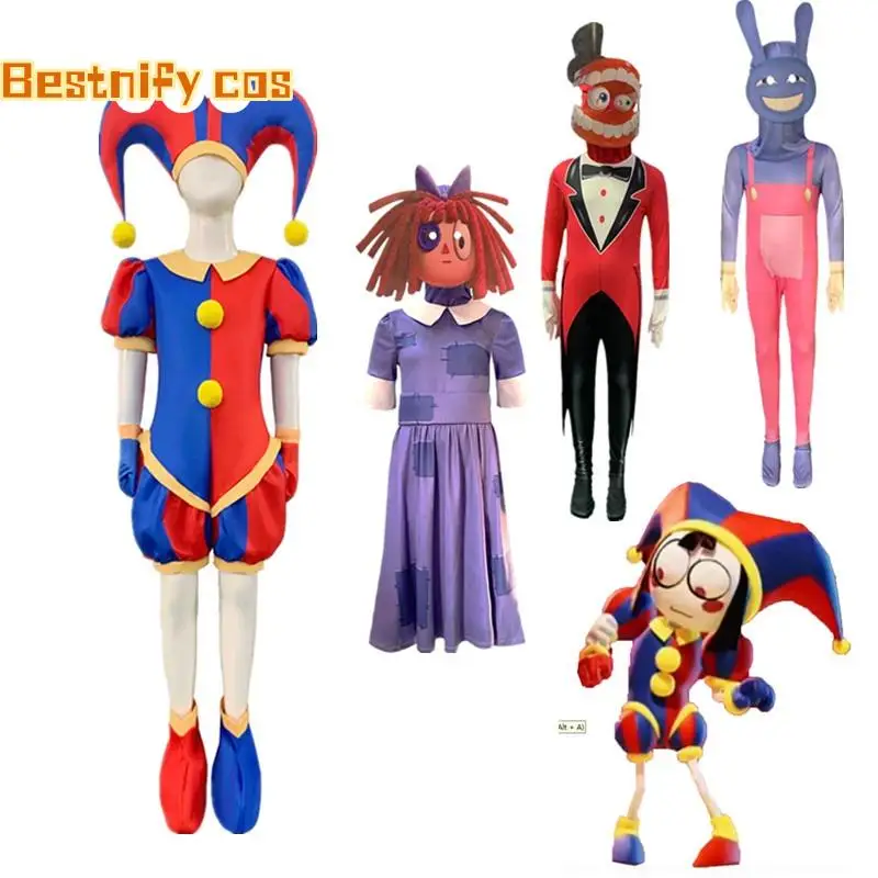 

Kids Amazing Digital Circus Pomni Cosplay Costume Womans Sexy Jumpsuit Cartoon Theater Caine Ragatha Jax Costume Halloween Gifts