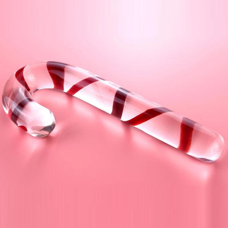 Crystal Large Glass Dildos Red Candy Cane Pleasure Wand Masturbator Realistic Dildo Penis G-spot Anal Butt Plug Adult Sex Toys