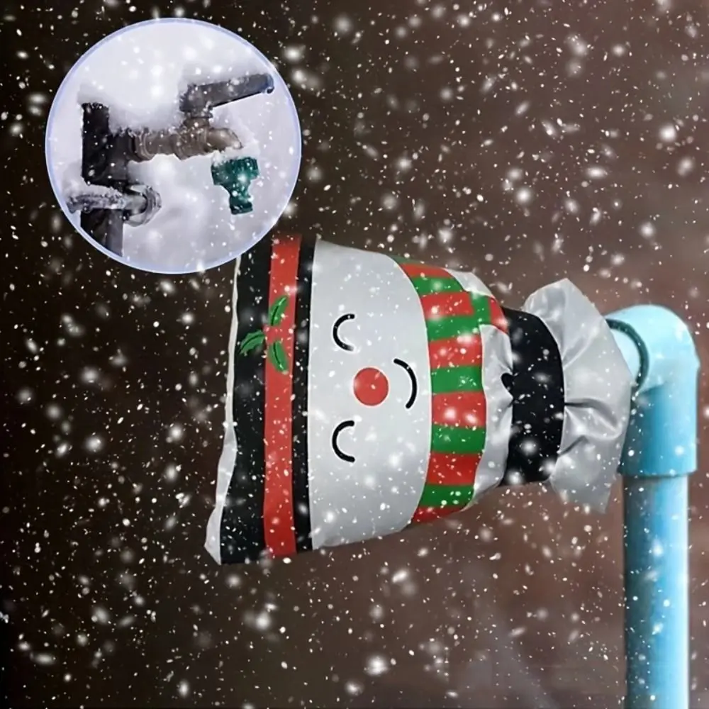 Christmas Snowman Outdoor Faucet Cover Waterproof Frost Protection Cover Reusable Oxford Garden Faucet Freeze Protection Sock