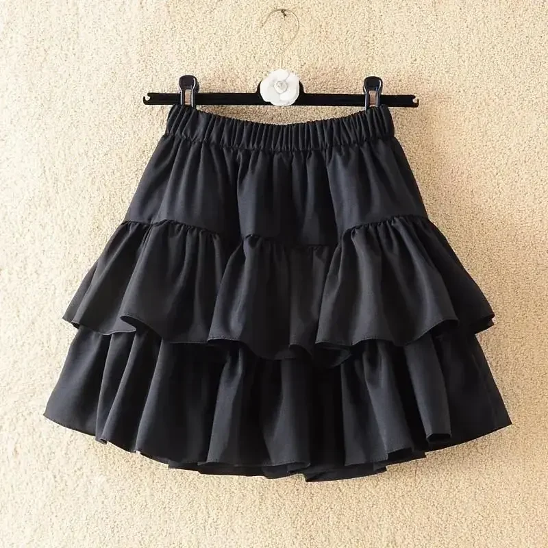 

Новое поступление, детские юбки-торты, белая, черная, зеленая танцевальная одежда, летняя повседневная шифоновая юбка, детские плиссированные юбки для девочек, 2025 г.