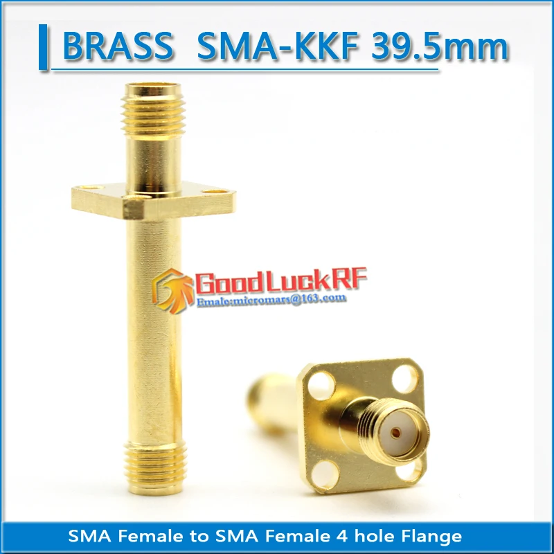 

1X Pcs Dual SMA Female to SMA Female Plug 4 hole Flange Panel Mount 39.5 mm Gold Brass RF Coaxial Adapters