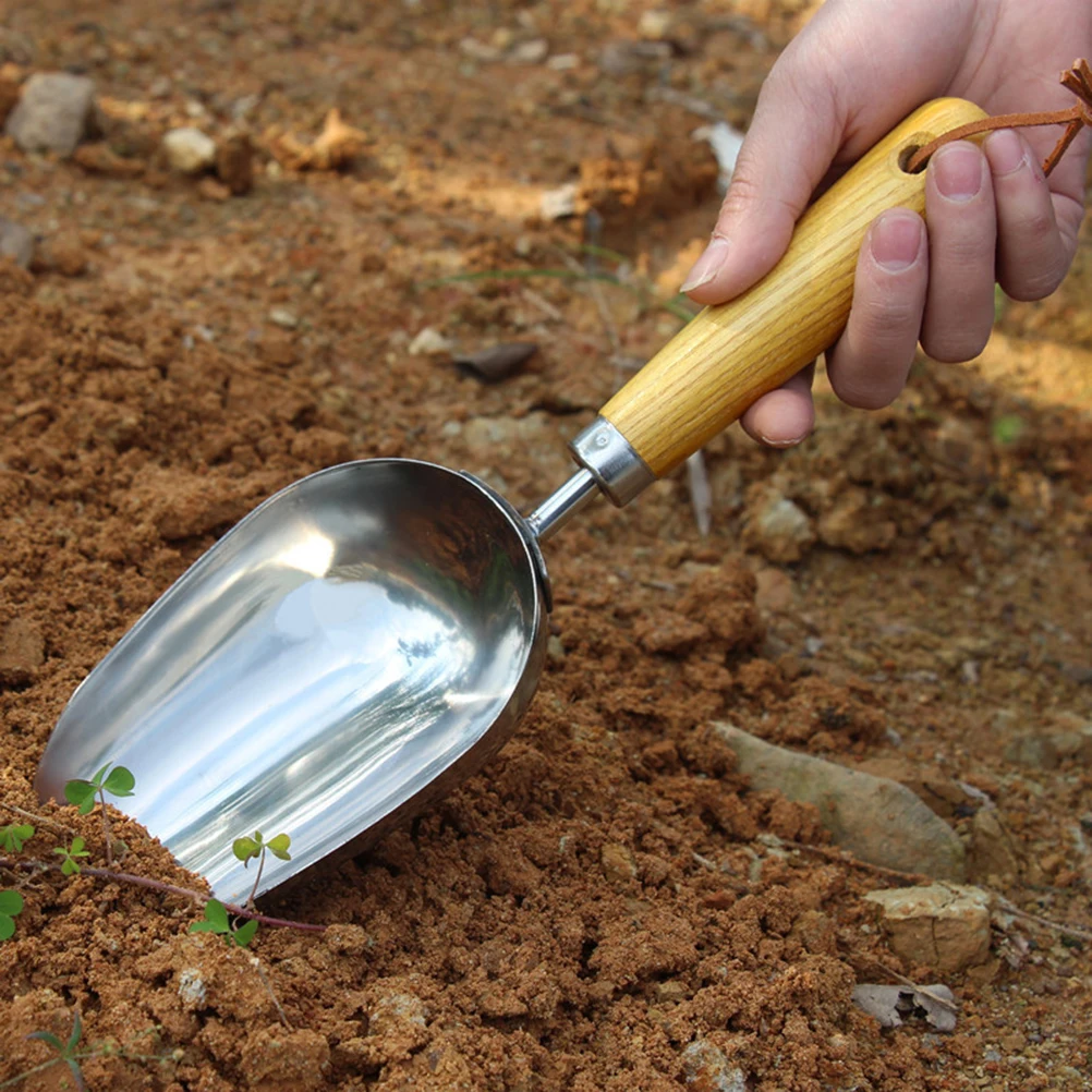 

Stainless Steel Garden Scoop Shovel Durable Lightweight MultiPurpose Tool For Transplant Dig Turn Soil With Eyelet