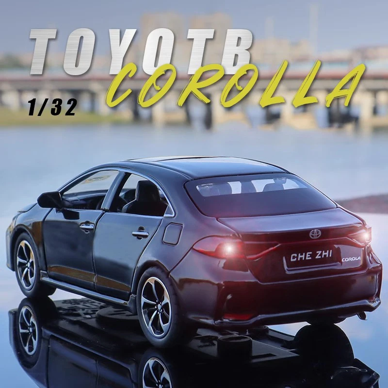 1:32 TOYOTA Corolla coche de aleación modelo fundido a presión sonido y luz juguete extraíble juguete para niños regalo de cumpleaños para niños