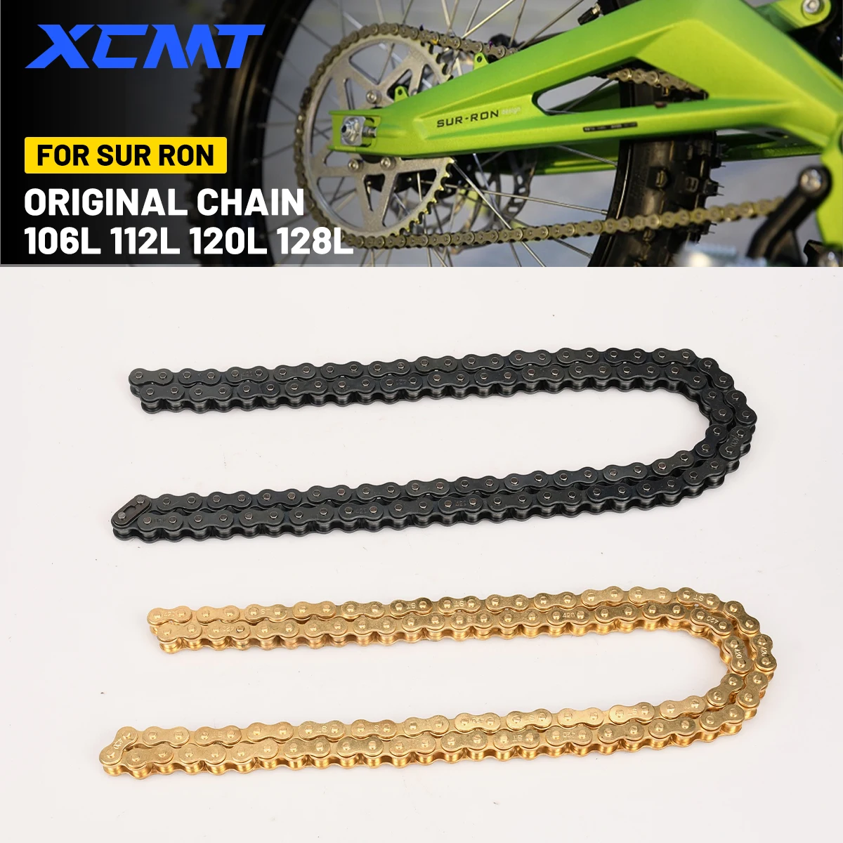 Motorcycle 96L 102L 106L 112L 120L 128L Chain For Sur Ron Sur-Ron Surron Lightbee Light Bee X S Electric Cross-country Bike