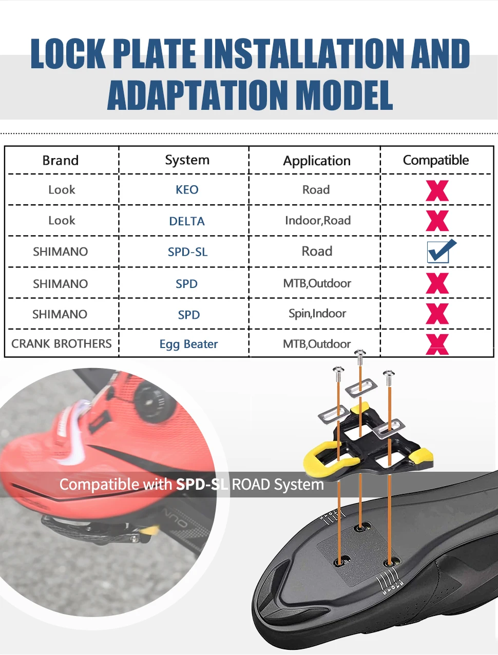 Pedales automáticos para bicicleta de carretera, pedales con clip de carbono con rodamientos sellados, funciona con peda