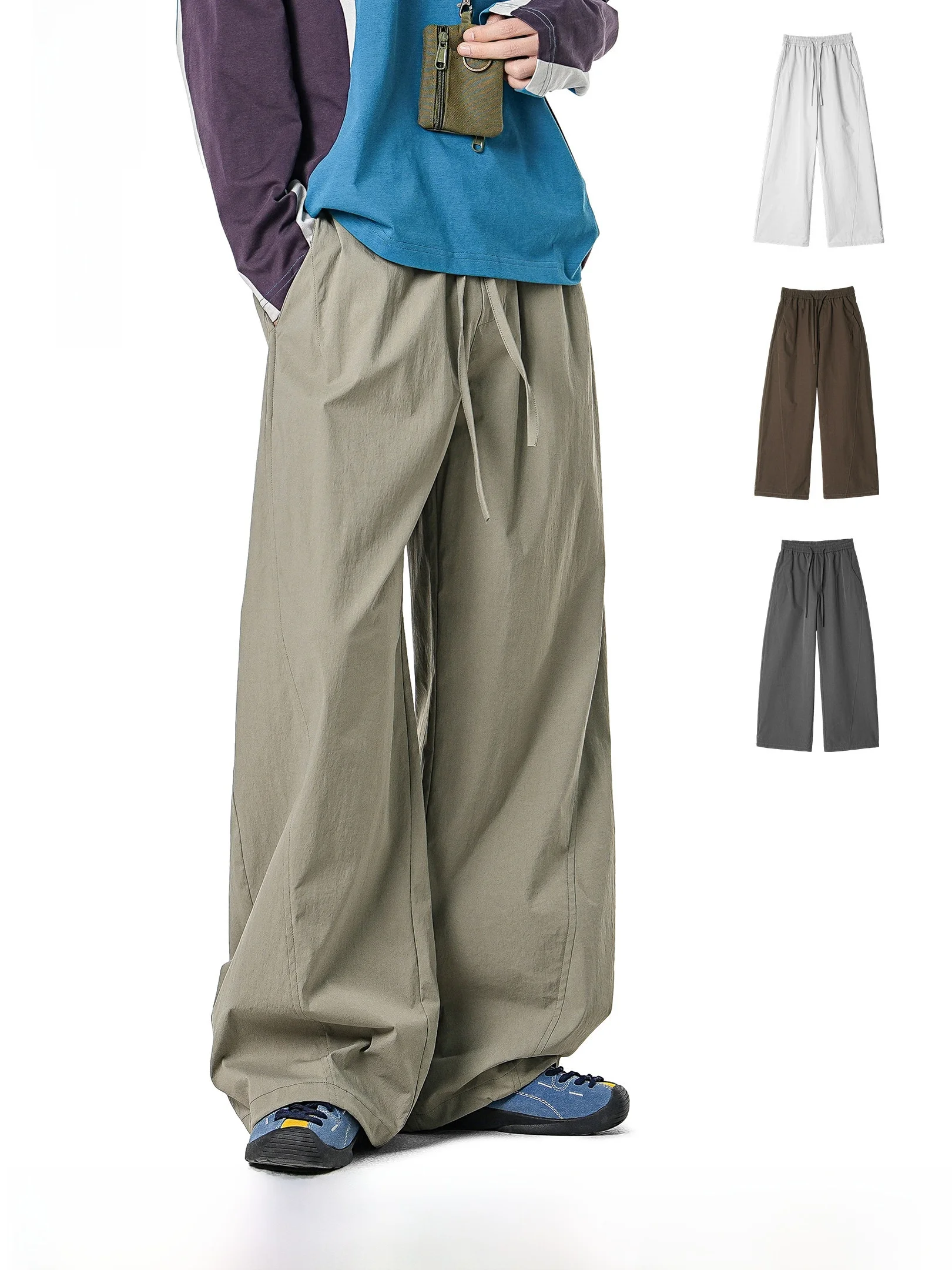 American Style Wide Leg Casual Pants Straight Loose Air Pants 2026 New Spring Summer Couple Deconstructed Long Pants