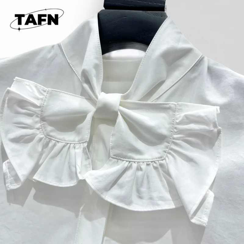 المرأة قميص أبيض كلاسيكي زر بلوزة المرأة الطبقات قميص الشيفون كم طويل بلوزة طويلة الأكمام مريحة FitAH0163