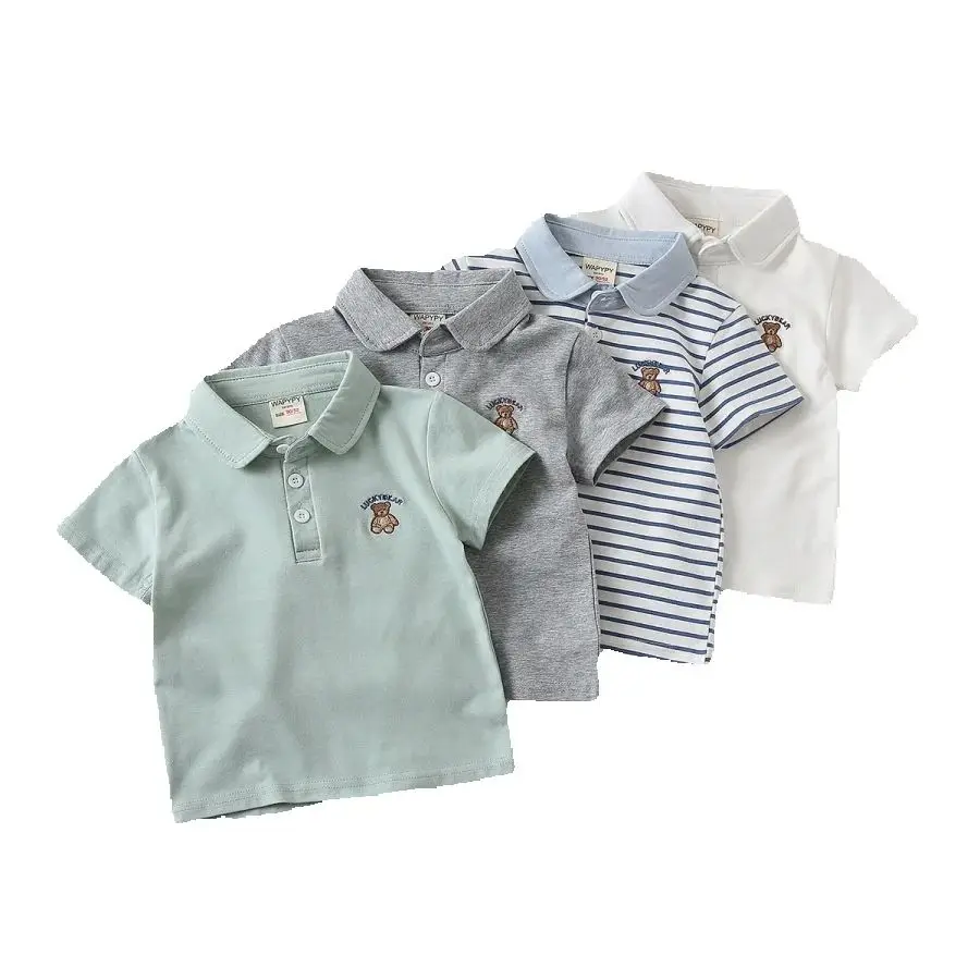 2-6Yr Children's Solid Color POLO Shirt Boy Handsome Fashion Sports T-shirt Boys Lapel Casual And Comfortable Short Sleeves Top