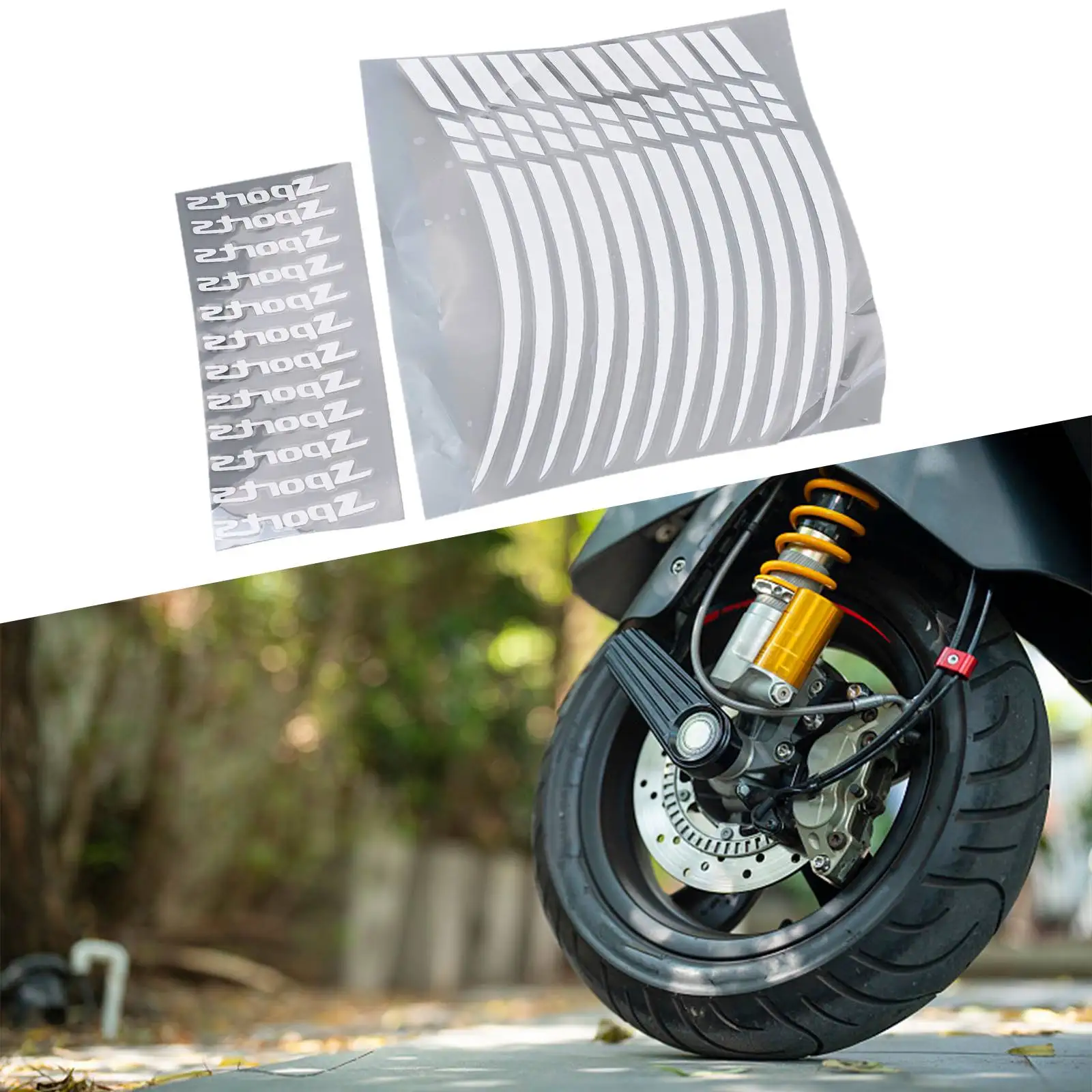 Reflective Motorcycle Wheel Rim Stripe Decal Tape Sticker Set 12 Pcs for 18-21 Inch Rims Enhanced Night Visibility White