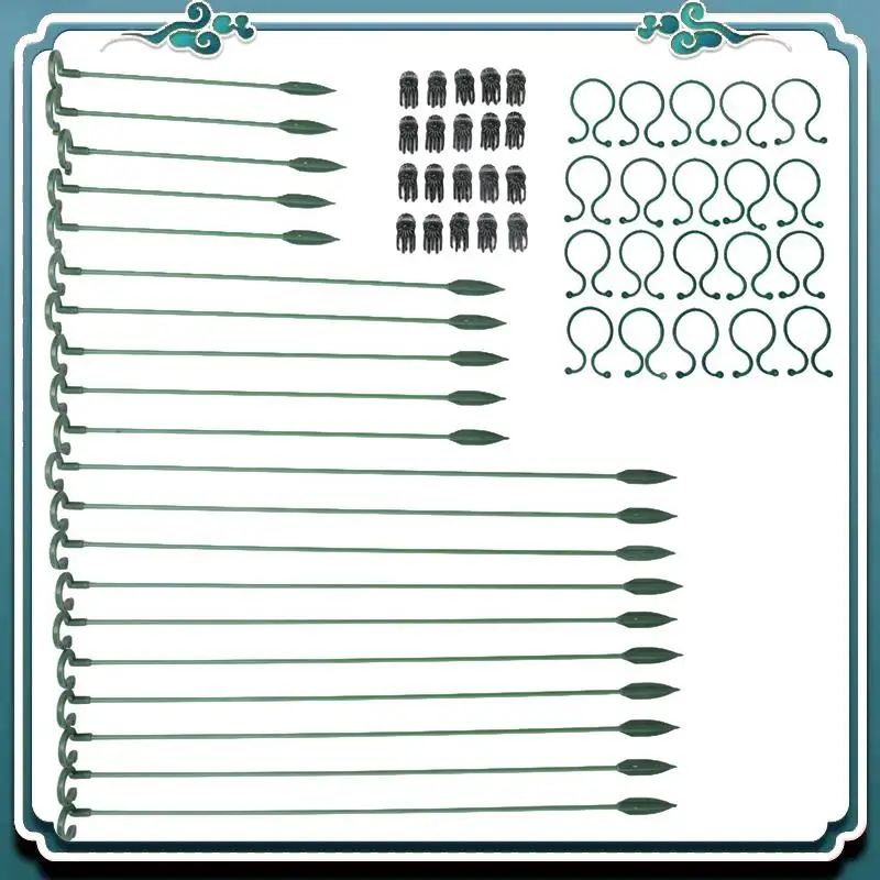 ABTU-60Pcs Plant Supports Set - 20 Pack Flower Plant Stakes Sticks (3 Sizes), 20 Plant Support Clips And 20 Orchid Clips