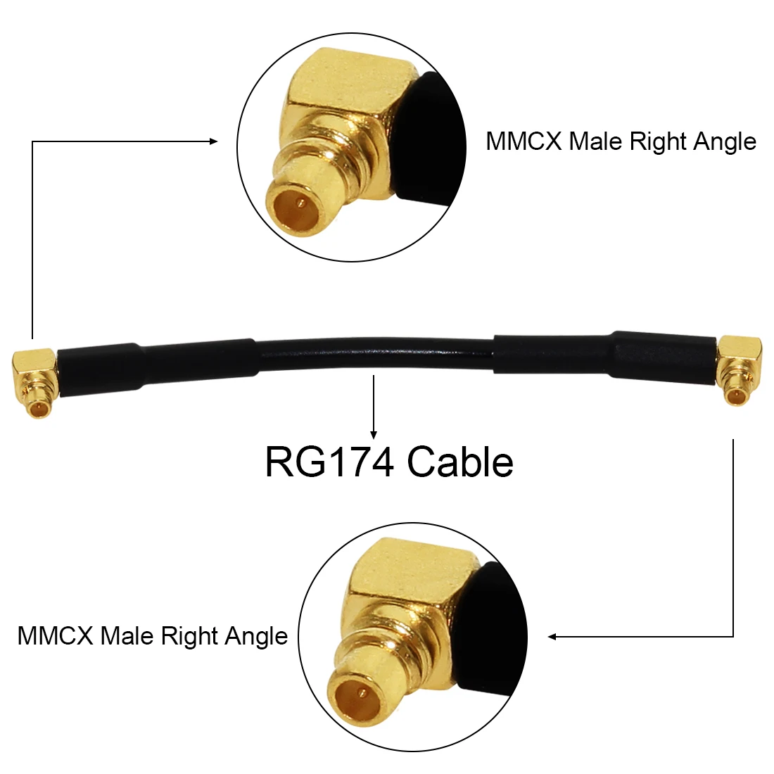 New MMCX Male Connector Switch MMCX Plug RG174 Jumper Cable 10CM/20CM/30CM/50CM/100CM Adapter Wholesale for Wireless Modem