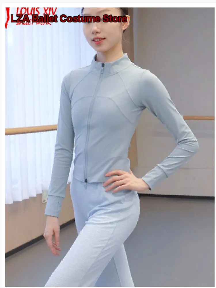 Women's Adult Ballet Leotard Autumn Winter Long Sleeves Fitted Quick Dry Practice Jacket