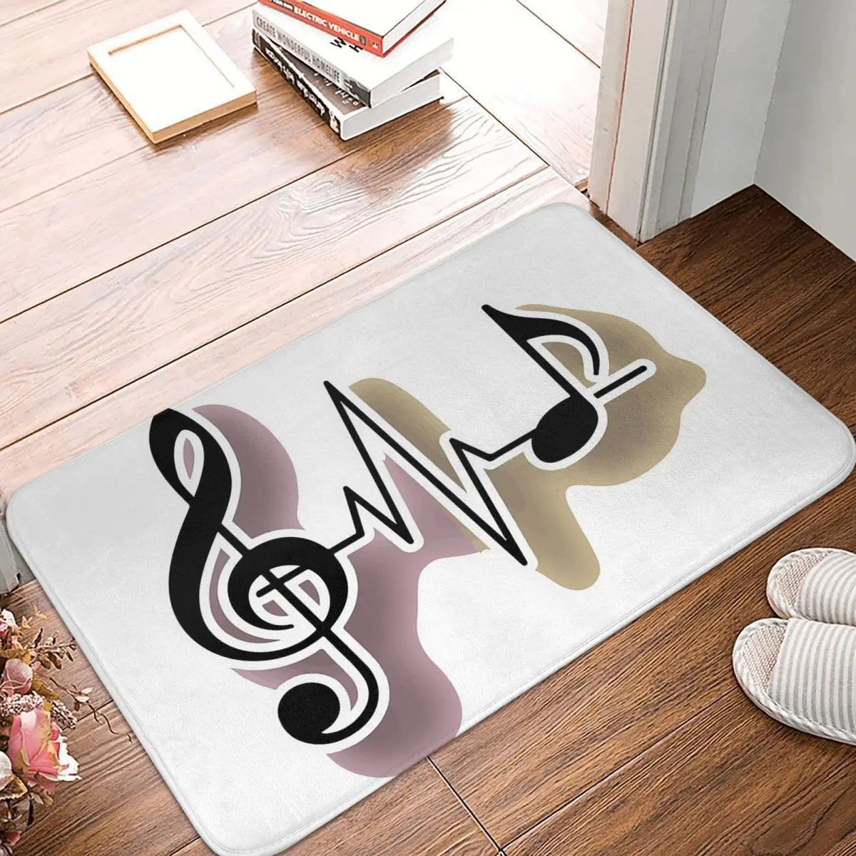 Music Pulse Heartbeat Sound Wave Anti-slip Doormat Floor Mat Washable Carpet Rug for Kitchen Entrance Home Bedroom Footpad Mats