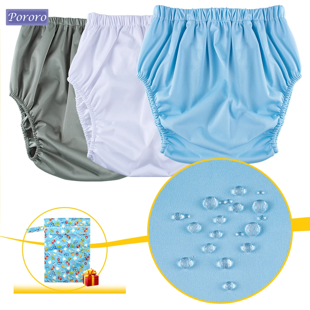 

1pc Single Layer Solid Color Adult Diaper Cover+ 1pc Wet Dry Bag Washable Cloth Diaper for Over 14 Years Old Teens or Adult